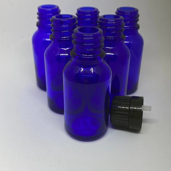 15ml Cobalt Blue Glass Bottles with Euro Droppers Lot of 6 - Picture 4 of 4